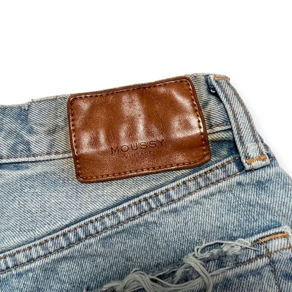 Moussy Vintage Denim Jean Shorts SIZE 26 Destroyed Distressed Light Blue Japan - Picture 5 of 9